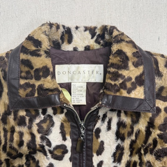 Doncaster Leopard Print Faux Fur Leather Trim Jacket - Picture 8 of 11